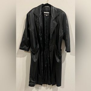 Brandon Thomas vintage black leather jacket/trench coat. Size small